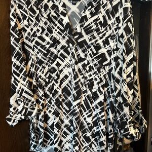 Cocomo Black and White Abstract Blouse